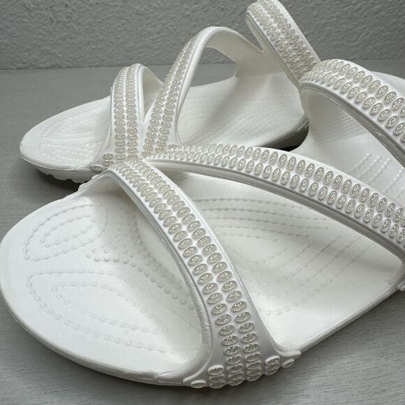 CROCS White Kadee II Jewels Embellishment Slip-On Z-Strap Sandals - Picture 5 of 7